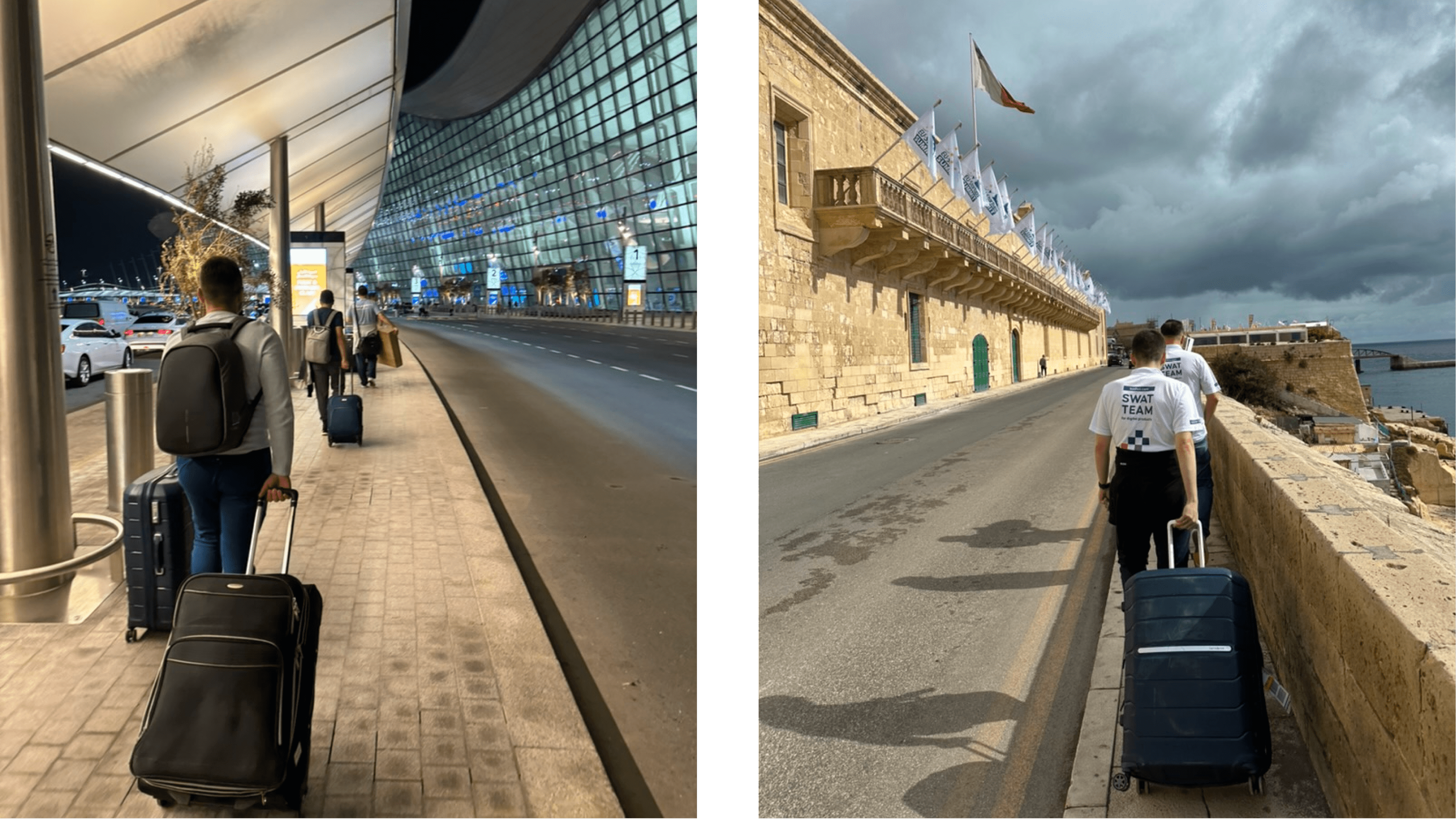 Dragging the luggage in Malta